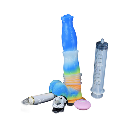 DILDO SQUIRTING HORSE SILICONE 9 POUCES BLEU VIBRANT