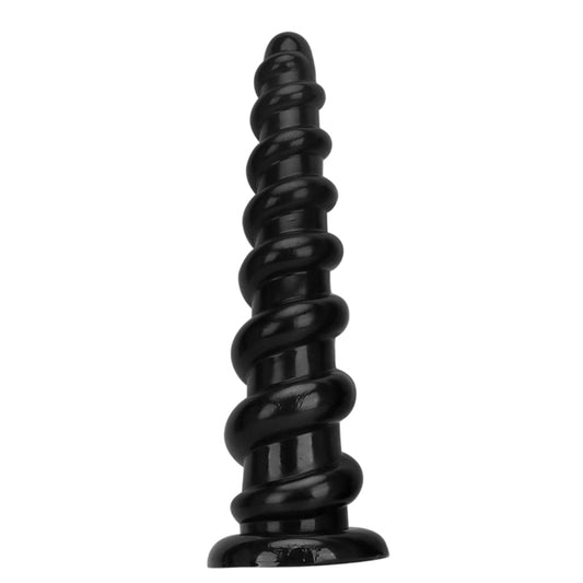 HUGE ANAL DILDO BLACK RIBBED PVC 19 INCH