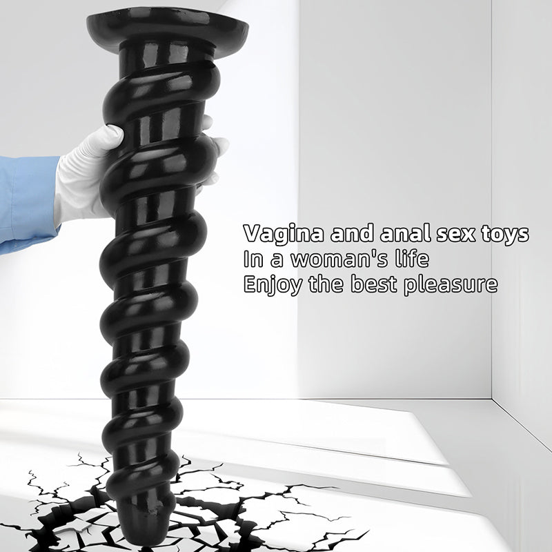HUGE ANAL DILDO BLACK RIBBED PVC 19 INCH