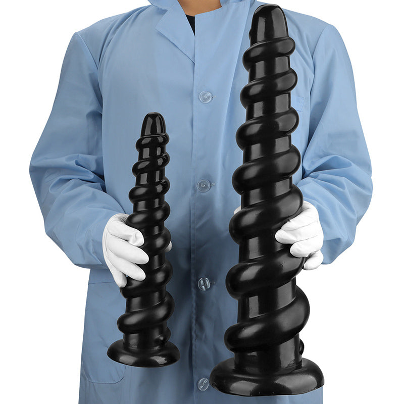HUGE ANAL DILDO BLACK RIBBED PVC 19 INCH