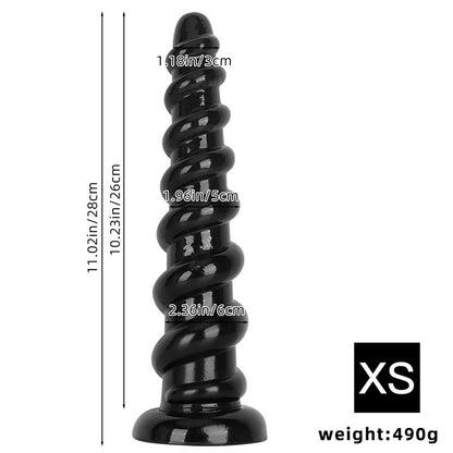 HUGE ANAL DILDO BLACK RIBBED PVC 19 INCH