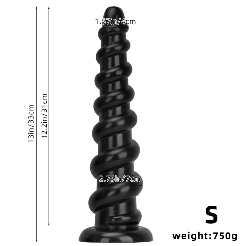 HUGE ANAL DILDO BLACK RIBBED PVC 19 INCH