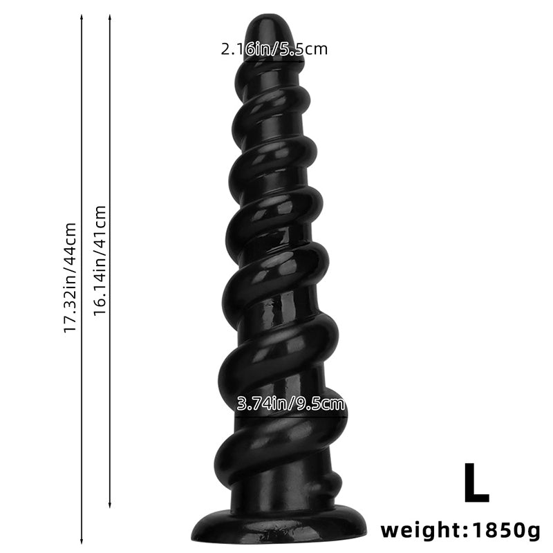 HUGE ANAL DILDO BLACK RIBBED PVC 19 INCH
