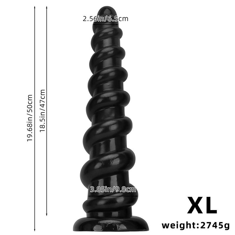 HUGE ANAL DILDO BLACK RIBBED PVC 19 INCH