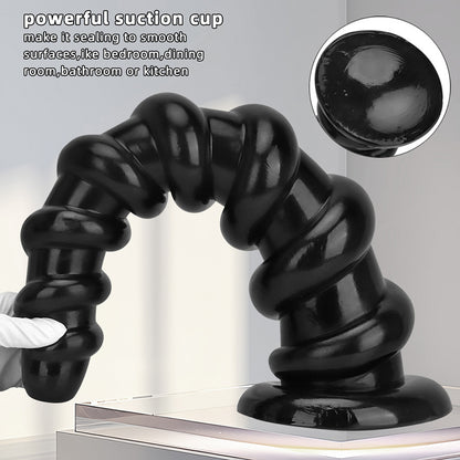 HUGE ANAL DILDO BLACK RIBBED PVC 19 INCH