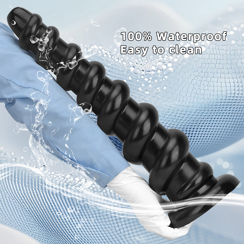 HUGE ANAL DILDO BLACK RIBBED PVC 19 INCH