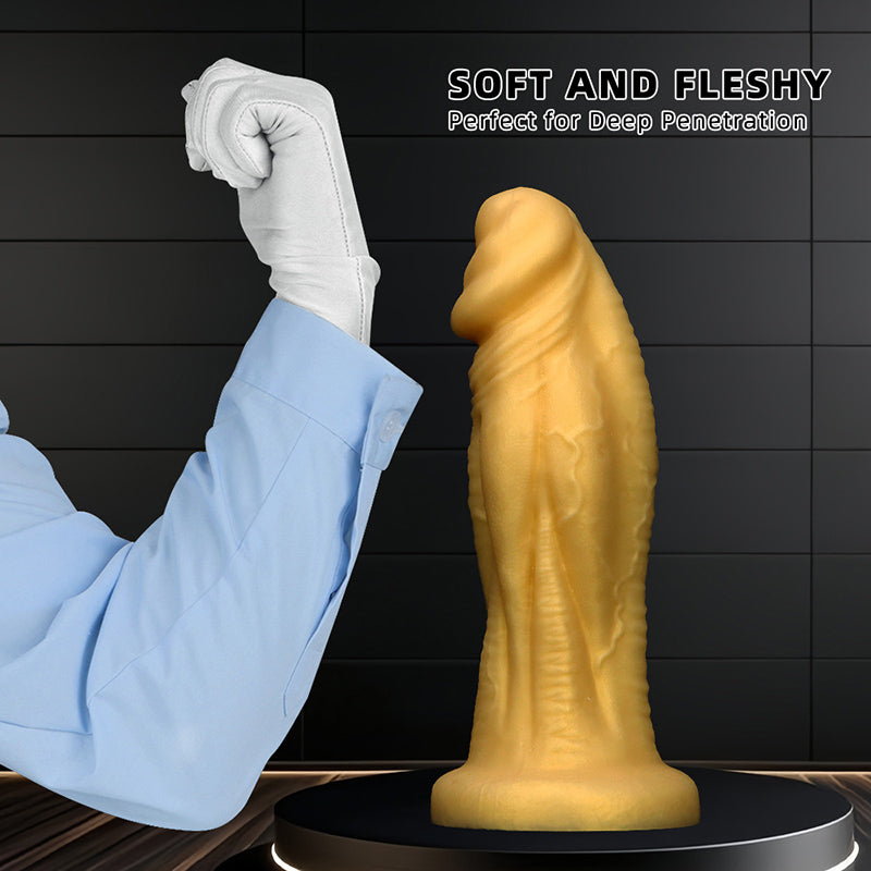 HUGE ANAL DILDO SILICONE REALISTIC GOLD 11 INCH