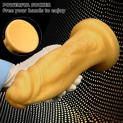 HUGE ANAL DILDO SILICONE REALISTIC GOLD 11 INCH