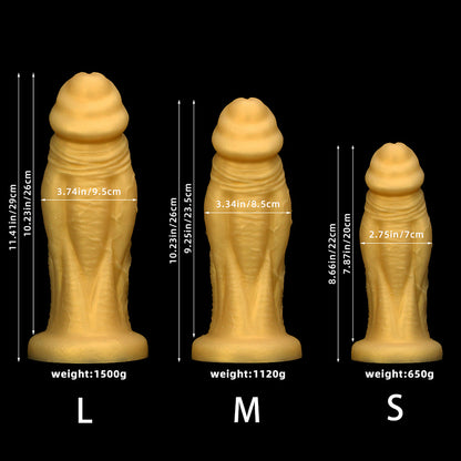 HUGE ANAL DILDO SILICONE REALISTIC GOLD 11 INCH