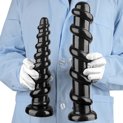 HUNG ANAL DILDO SPIRAL 13 INCH BLACK