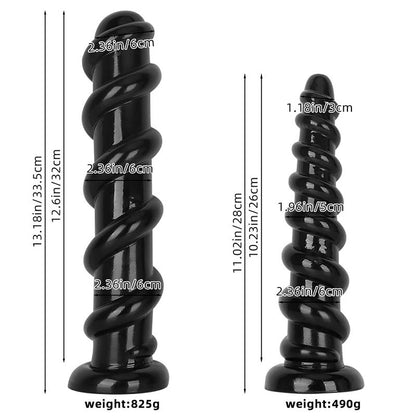 HUNG ANAL DILDO SPIRAL 13 INCH BLACK