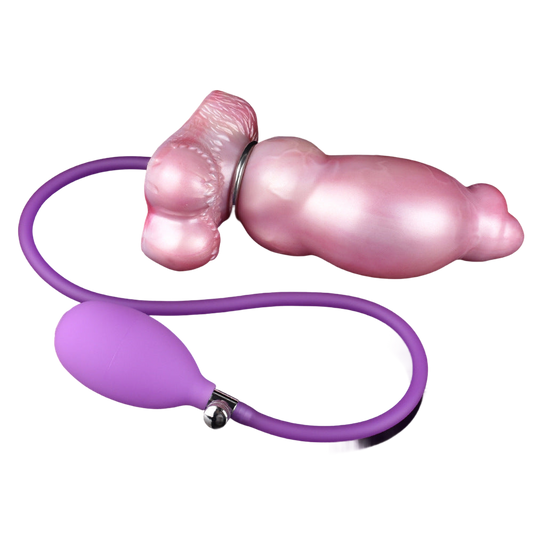 DILDO GONFLABLE CHIEN SILICONE 7 POUCES ROSE NOUÉ