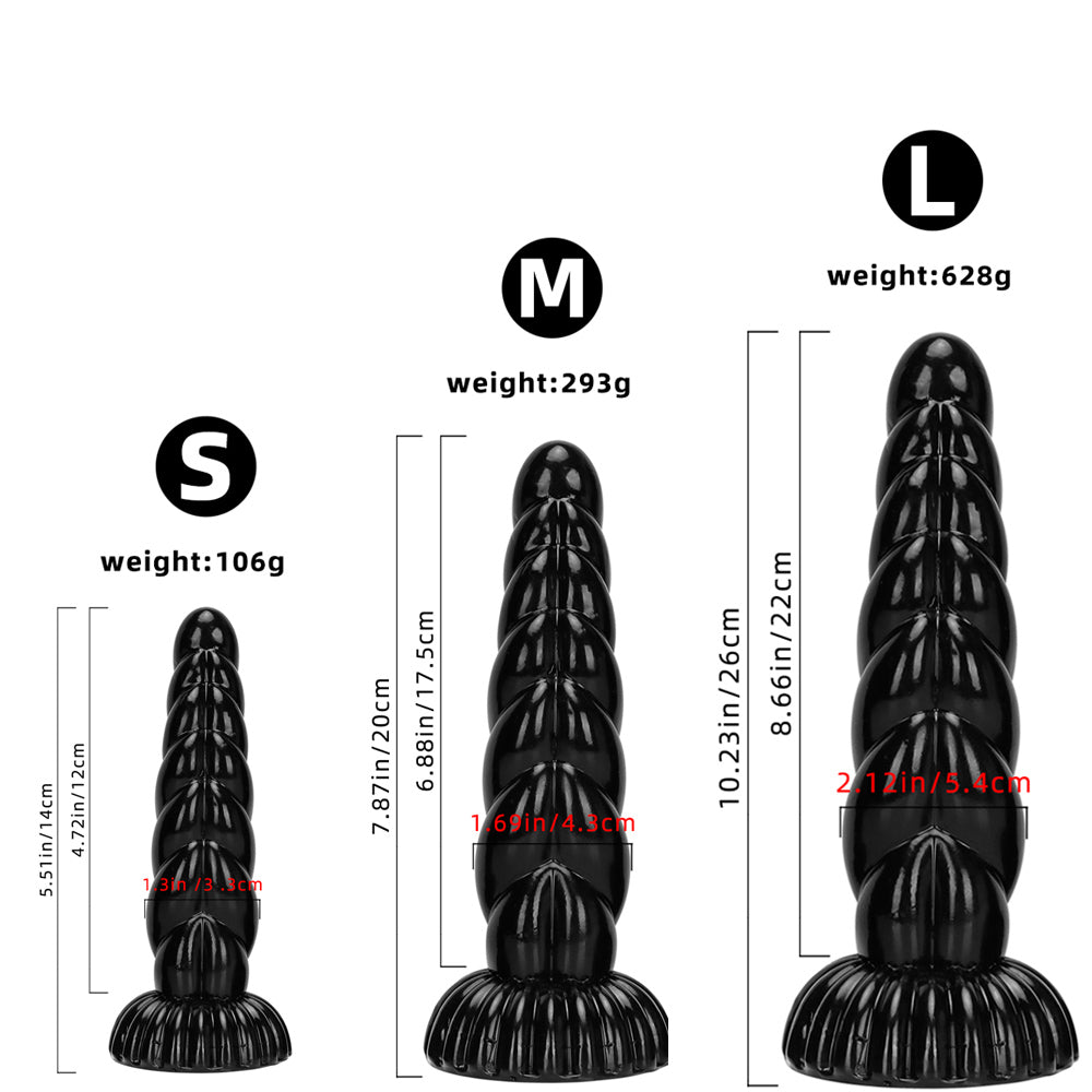 DILDO NOUÉ ÉNORME PVC 10 POUCES NOIR