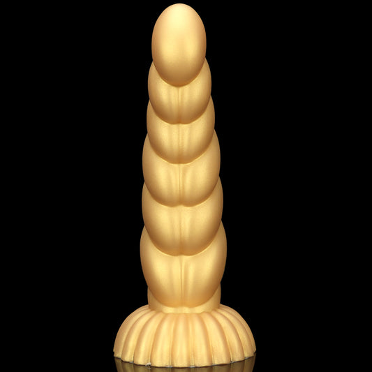 MONSTER DILDO ANAL HUGE SILICONE 10 INCH GOLD