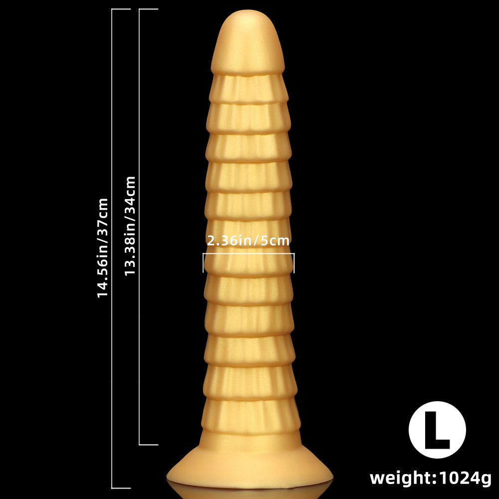 DILDO NOUÉ ÉNORME SILICONE 15 POUCES OR