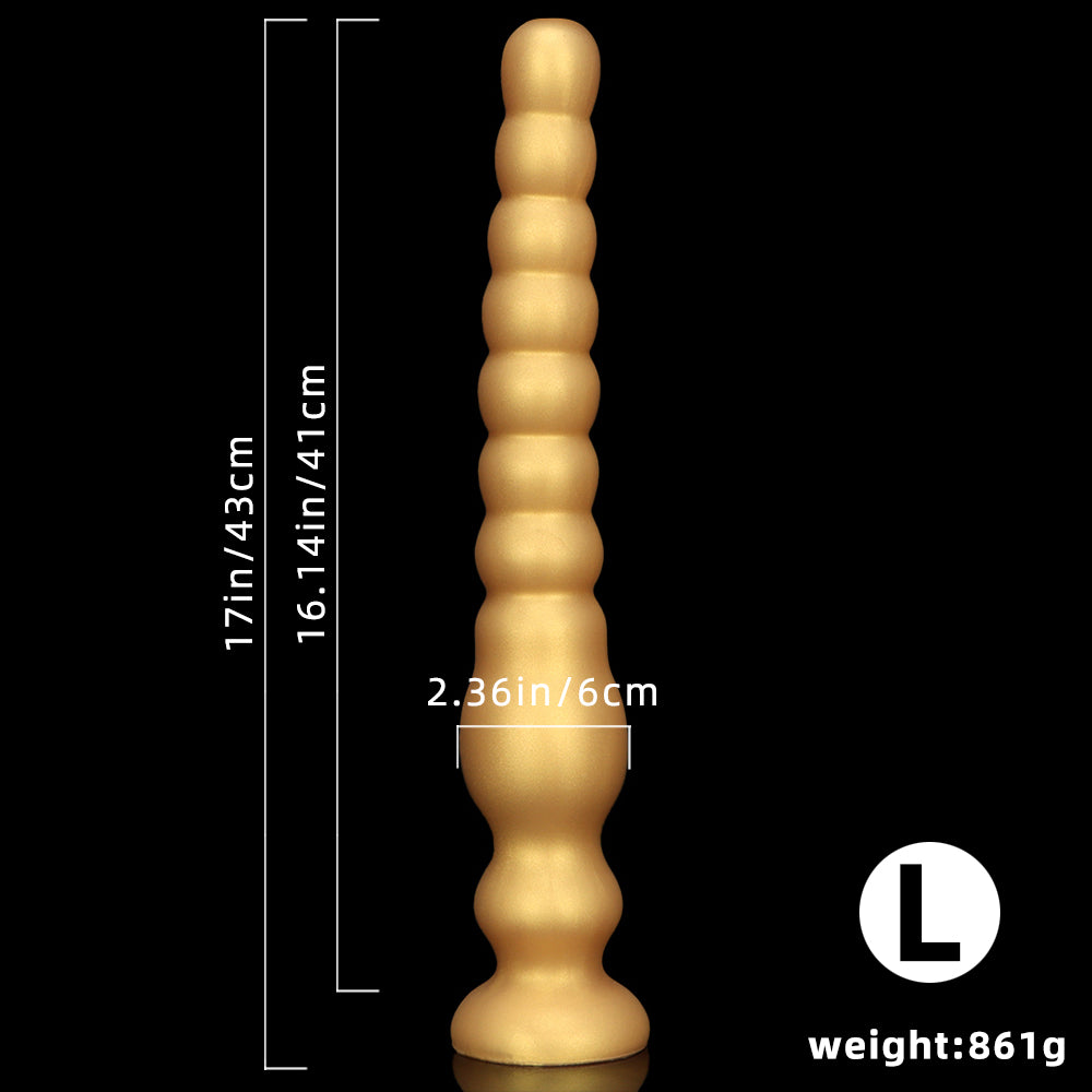 MONSTER DILDO ANAL HUGE SILICONE 17 INCH  GOLD