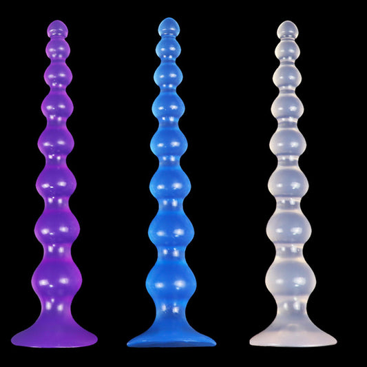 LONG ANAL DILDO BEADED PVC SUCTION 14 INCH