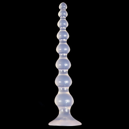 LONG ANAL DILDO BEADED PVC SUCTION 14 INCH