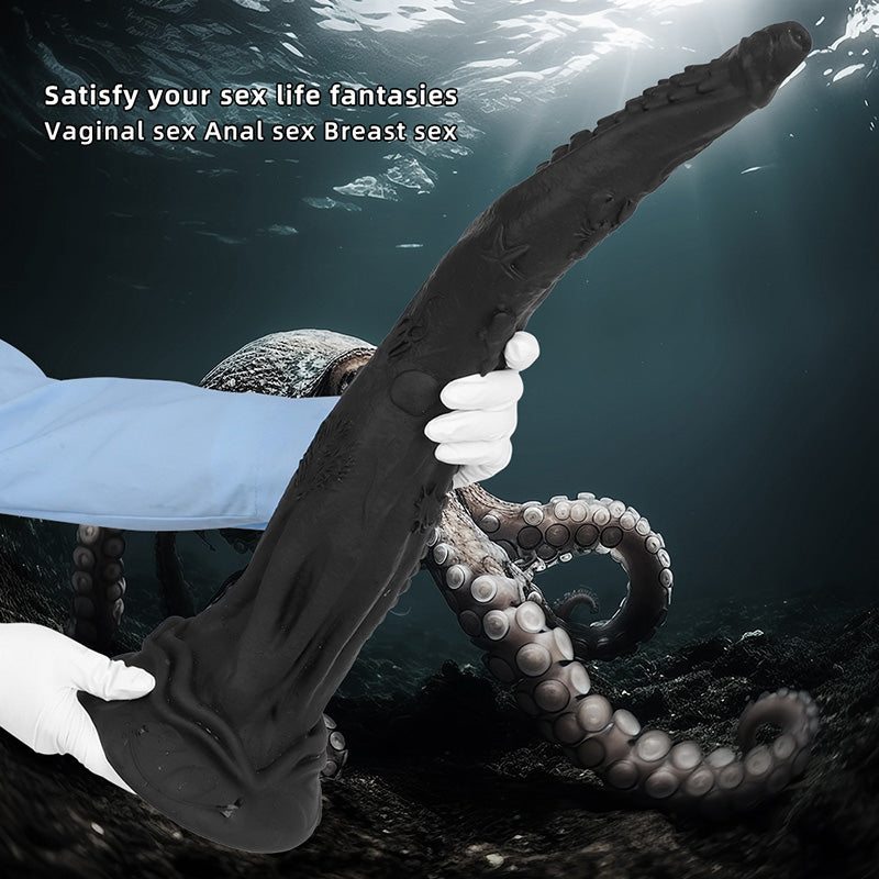 LONG ANAL DILDO BLACK SILICONE TENTACLE 23 INCH