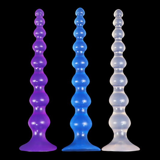 LONG DILDO ANAL BEADED SILICONE 19 IN