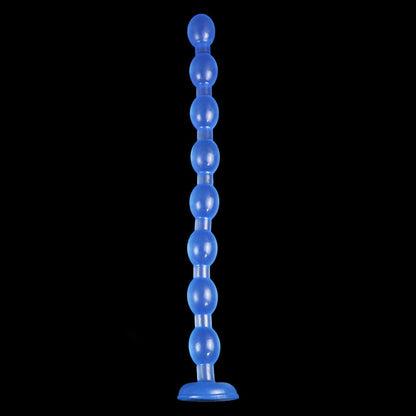 LONG DILDO ANAL BEADED SILICONE 19 IN