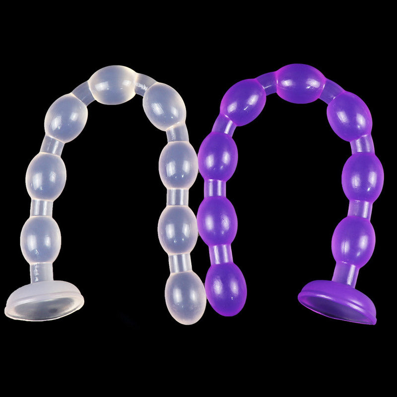 LONG DILDO ANAL BEADED SILICONE 19 IN