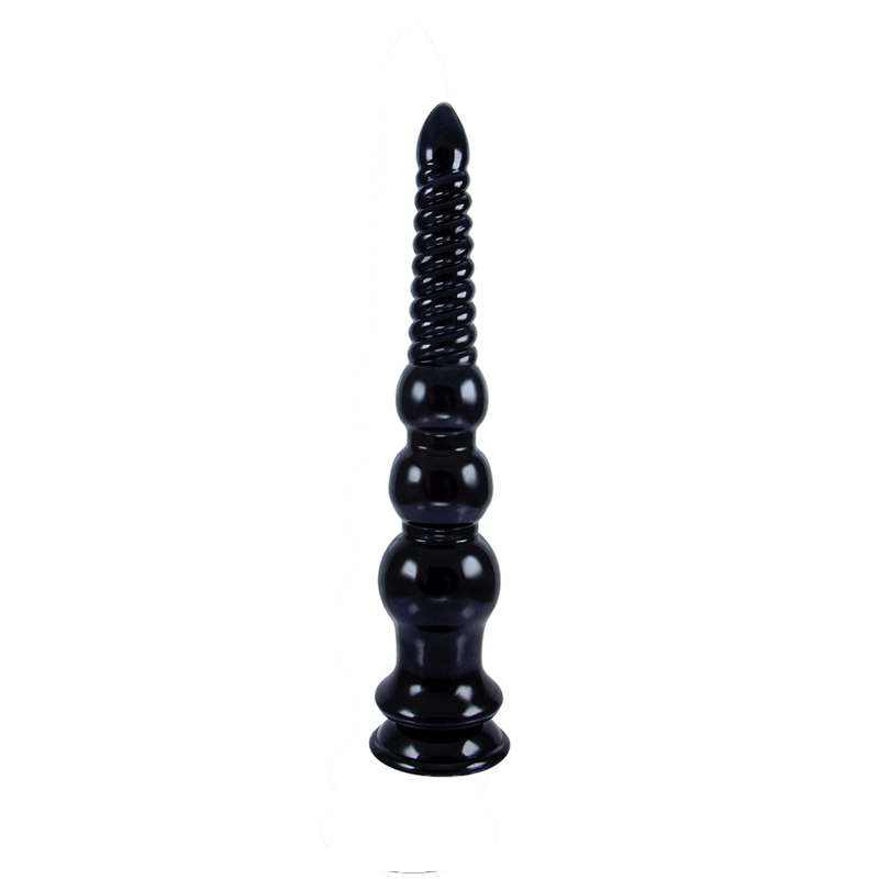 LONG ANAL DILDO FOR MEN RIBBED10 INCH BLACK BEADED