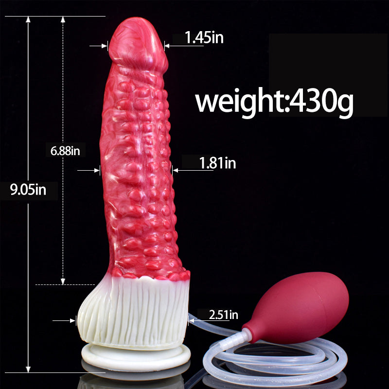 MONSTER DILDO ANAL SQUIRTING SILICONE 9 INCH RED