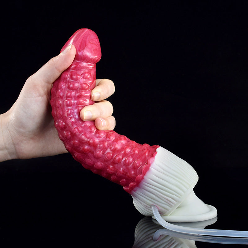 MONSTER DILDO ANAL SQUIRTING SILICONE 9 INCH RED