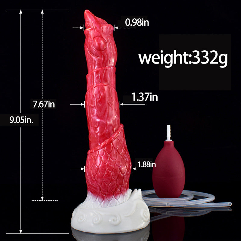 MONSTER DILDO ANAL SQUITING 9 INCH RED