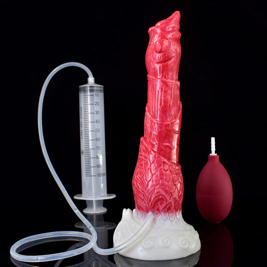 MONSTER DILDO ANAL SQUITING 9 INCH RED