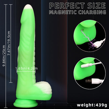 REALISTIC DILDO ANAL VIBRATING SILICONE 10 INCH GREEN