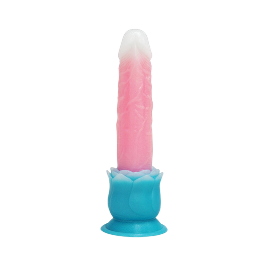 DILDO FANTASY NOUÉ BRILLE DANS LE NOIR EN SILICONE 9 POUCES