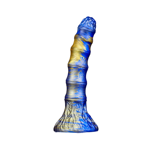 Gode ​​Monstre Fantaisie Silicone 7 pouces Bleu Noué