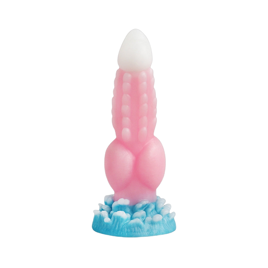 MONSTER DILDO ANAL SILICONE 8 INCH PINK GLOW IN THE DARK