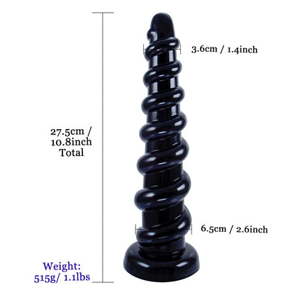 LONG ANAL DILDO FOR MEN RIBBED10 INCH BLACK BEADED