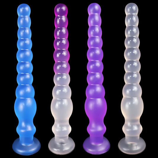 LONG ANAL DILDO 12 INCH TRANSPARENT BEADED