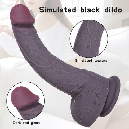 DILDO RÉALISTE EN SILICONE NOIR 9 POUCES 1.0