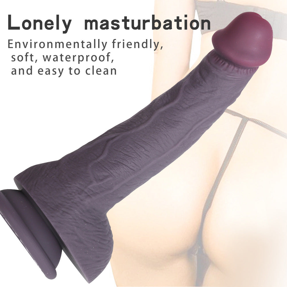 DILDO RÉALISTE EN SILICONE NOIR 9 POUCES 1.0