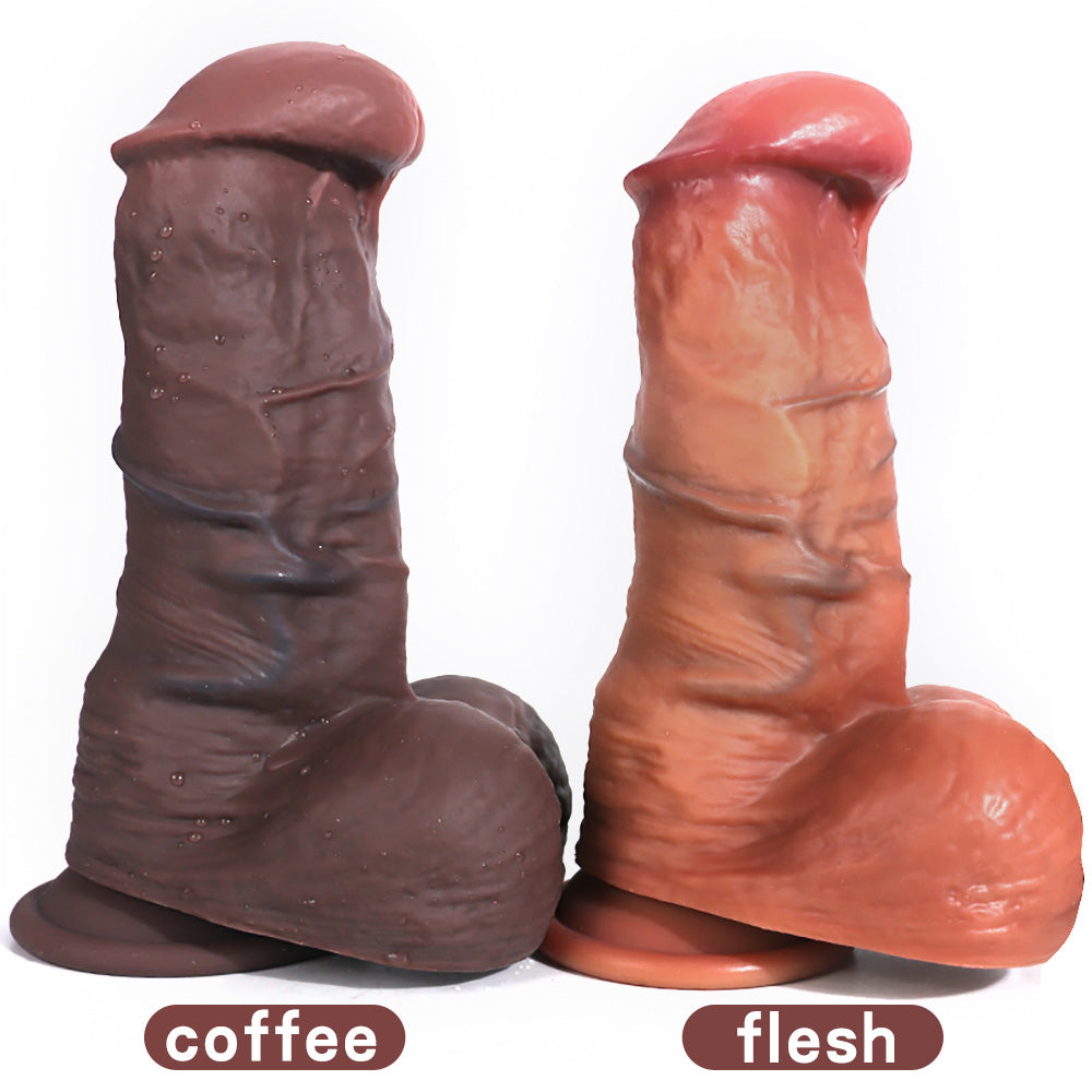 REALISTIC DILDO ANAL SILICONE 8 INCH FLESH&COFFEE COLOR