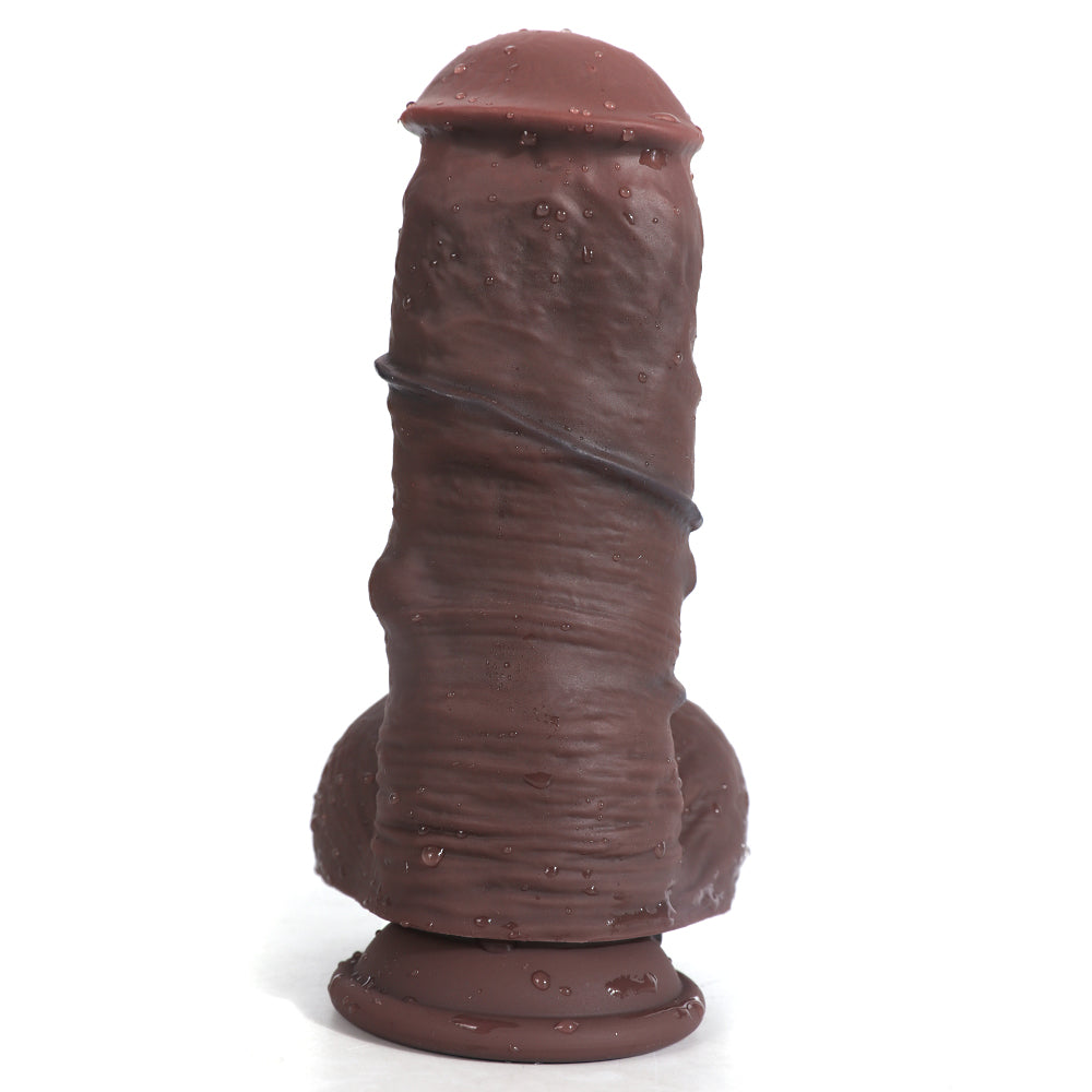 REALISTIC DILDO ANAL SILICONE 8 INCH FLESH&COFFEE COLOR