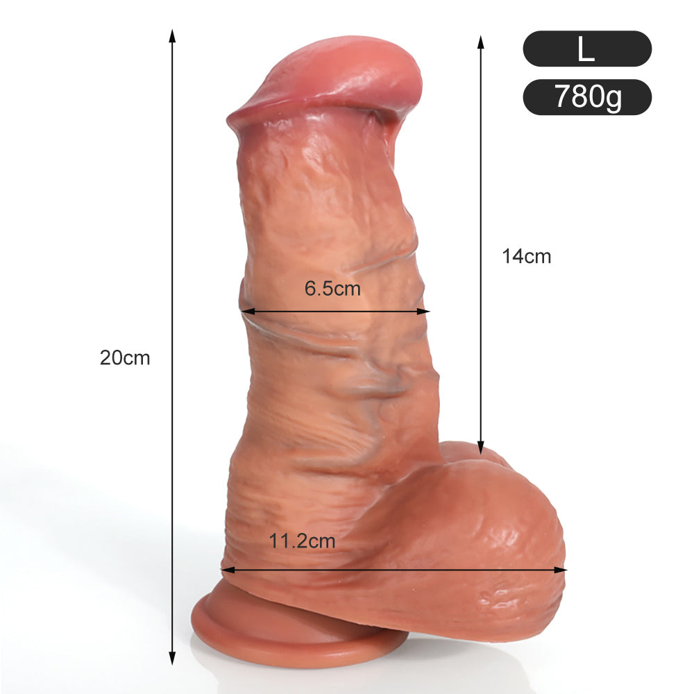 REALISTIC DILDO ANAL SILICONE 8 INCH FLESH&COFFEE COLOR