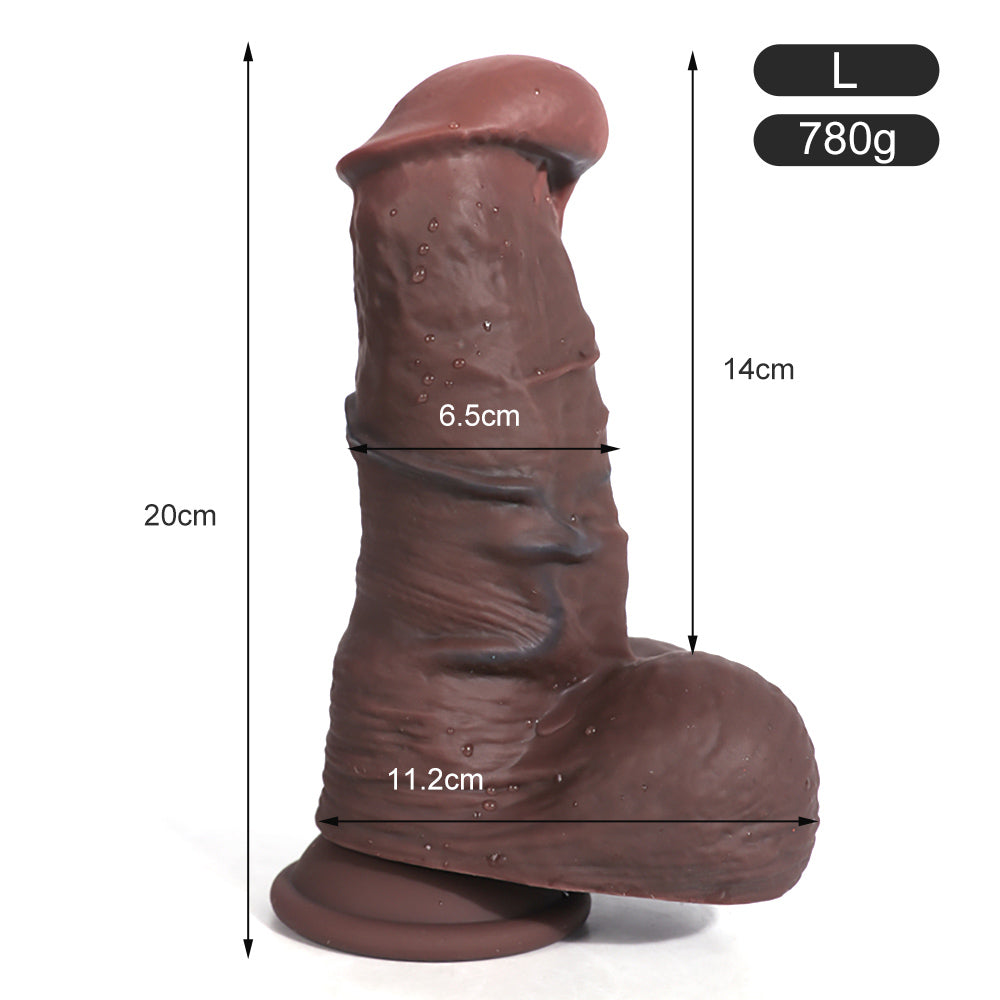 REALISTIC DILDO ANAL SILICONE 8 INCH FLESH&COFFEE COLOR