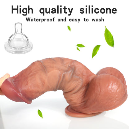 REALISTIC DILDO ANAL SILICONE 8 INCH FLESH&COFFEE COLOR