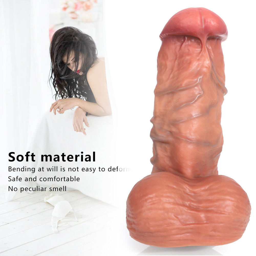 REALISTIC DILDO ANAL SILICONE 8 INCH FLESH&COFFEE COLOR