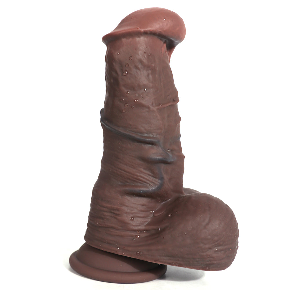 REALISTIC DILDO ANAL SILICONE 8 INCH FLESH&COFFEE COLOR