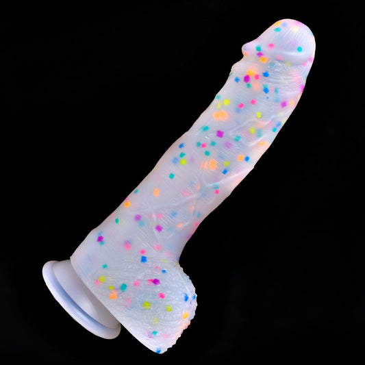 MONSTER DILDO ANAL WHITE SILICONE 10 INCH RAINBOW