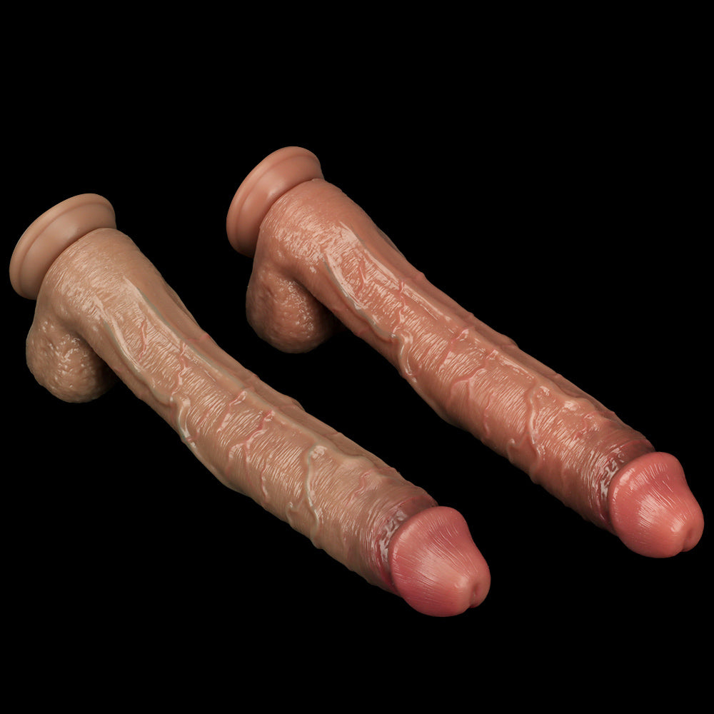 DILDO RÉALISTE SILICONE GÉANT 11 POUCES CHAIR MARRON