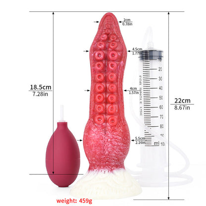 SQUIRTING DILDO ANAL MONSTER 7 INCH RED SOFT