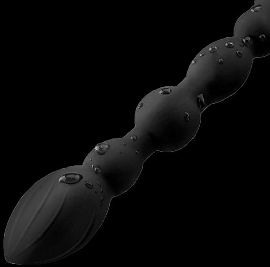 VIBRATING ANAL DILDO BEADED LONG 10 INCH BLACK